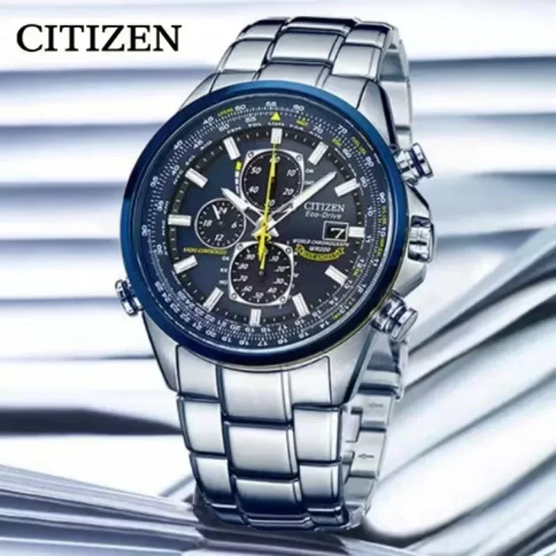 ยี่ห้อ CITIZEN นาฬิกาผู้ชาย Blue Angel ควอตซ์ Reloj Hombre หรูหรากันกระแทกสแตนเลส Dual Display อัตโนมัติกีฬานาฬิกาผู้ชาย