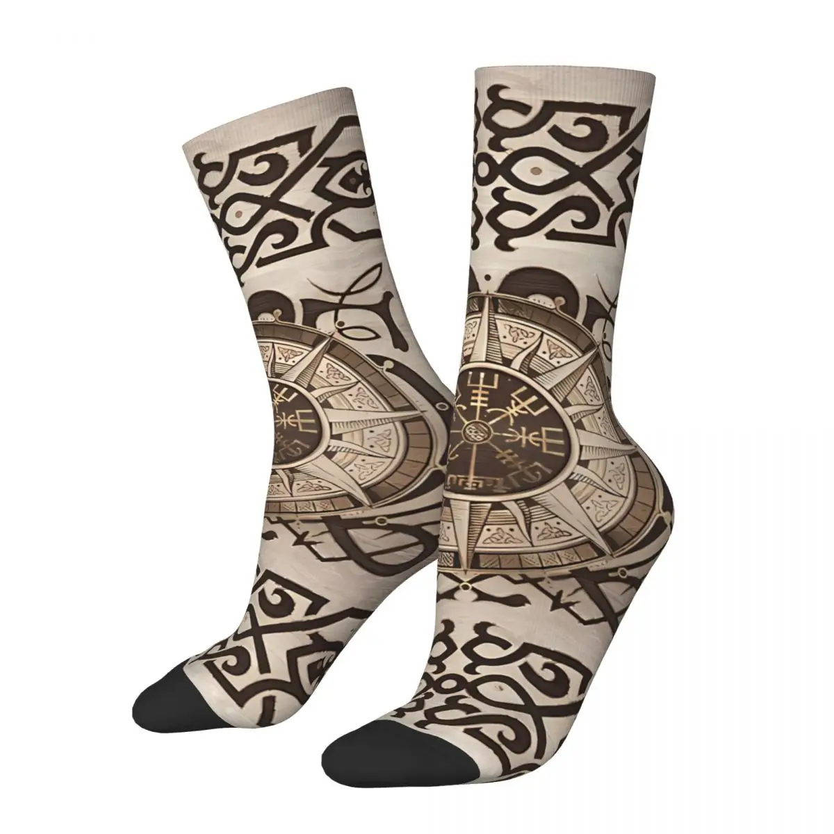 Vegvisir Compass Ornament Viking Sock Printed Man Polyester