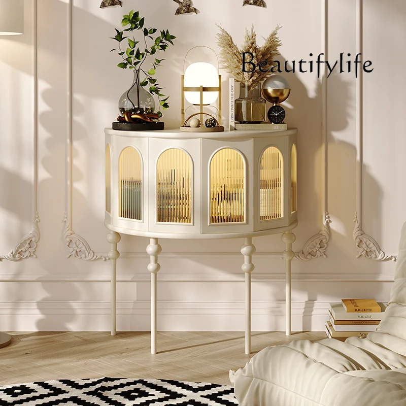 

entrance cabinet, living room by the wall side cabinet, solid wood semicircular entrance table with lamp side cabinet