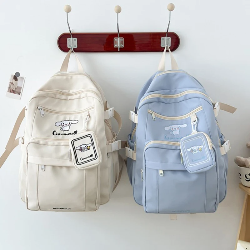 Large Capacity Sanrio Student Schoolbag Cartoon Fashion Backpack Simple Solid Travel Backpack Sweet Durable Lightweight Backpack