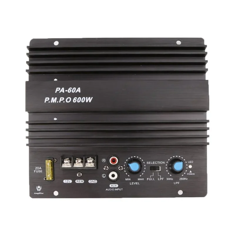 

PA-60A 12V 600W Speaker Amplifier Board Lossless Subwoofer Bass Module High Power Car Audio Accessories Mono Channel Durable