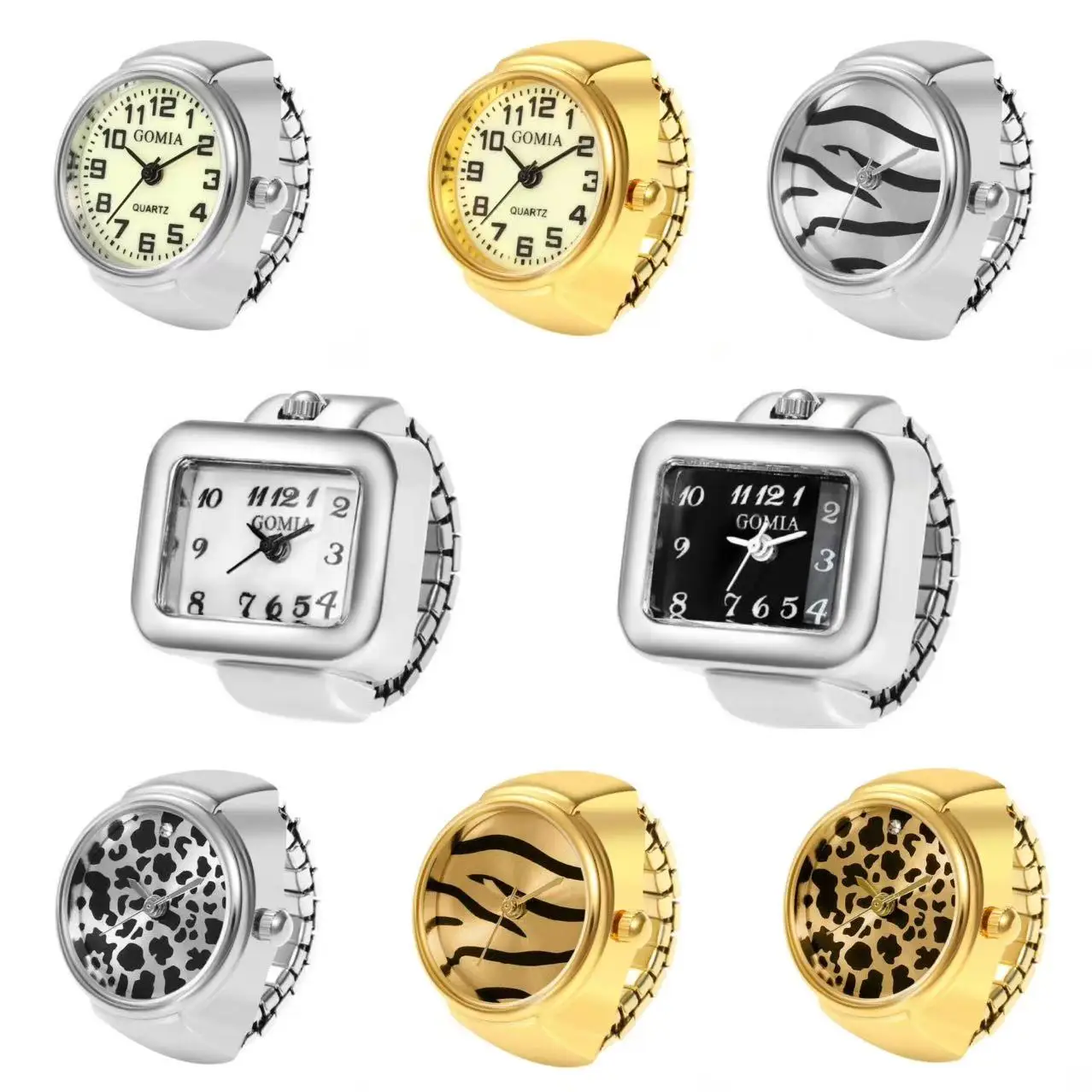 

Personality Fashion Real Watch Rings for Women Men Stainless Steel Case Spot Stripe Pattern Mini Clock Lovers Gift Charm Jewelry