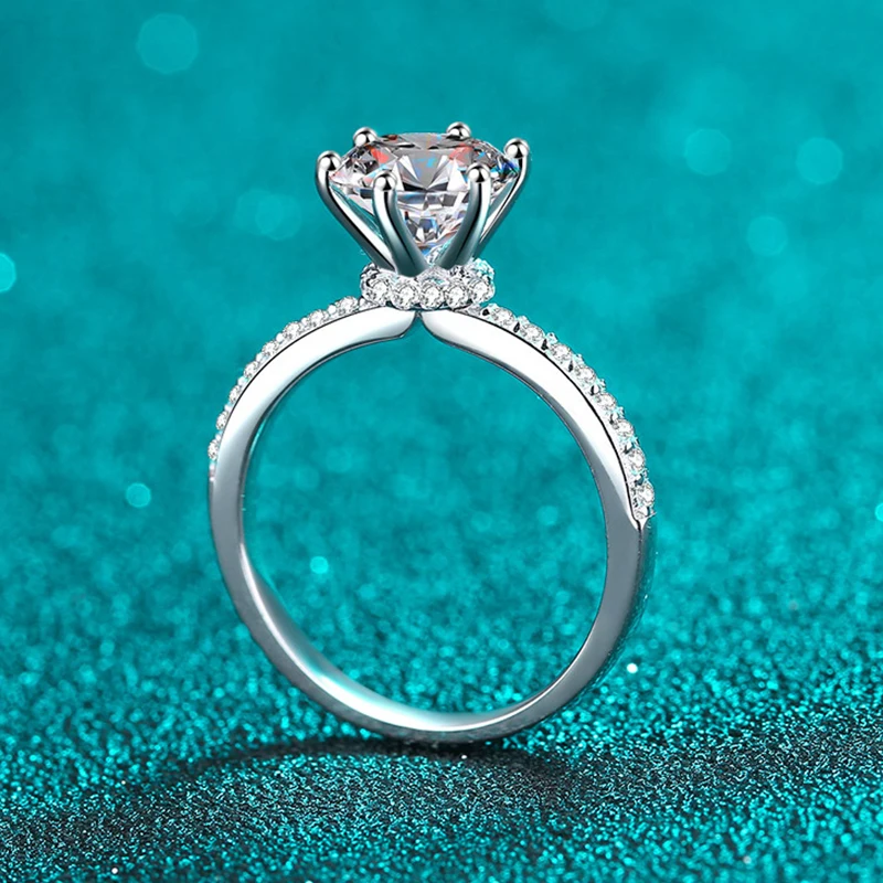NeeTim 2ct D VVS1 Color Moissanite Engagement Ring For Women 925 Sterling Silver with Gold Plated Rings Wedding Jewelry Bands