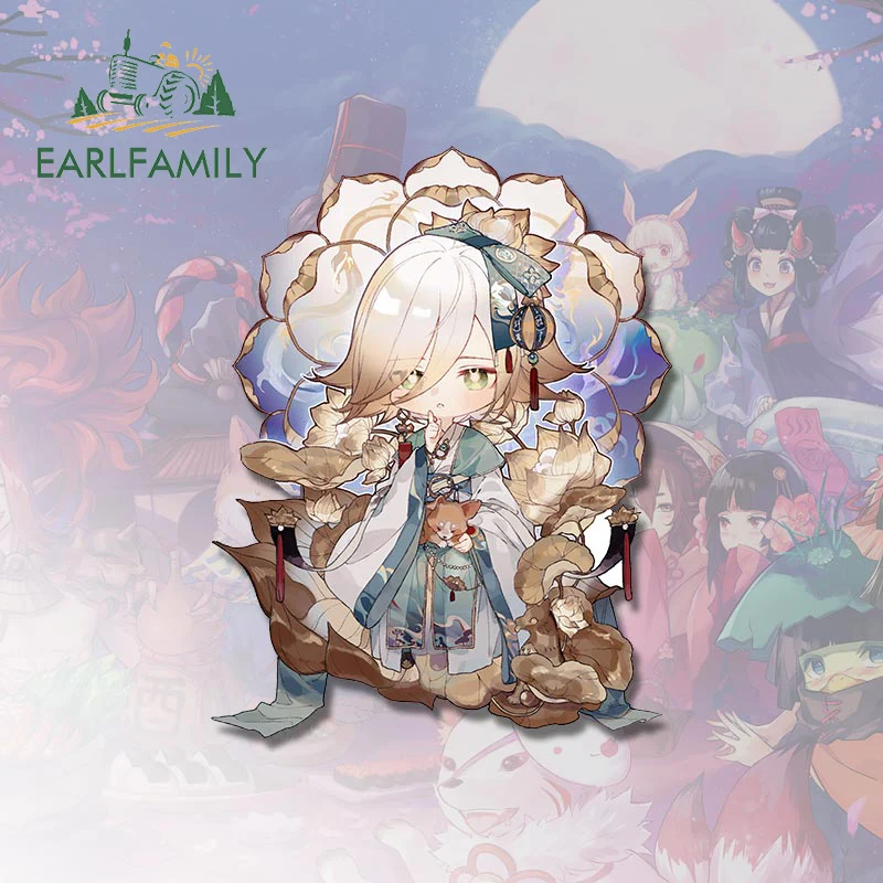 

EARLFAMILY 13cm x 10.1cm for Onmyoji Game Chibi Car Stickers Creative Sunscreen Decals Car Door Protector Windshield Decor