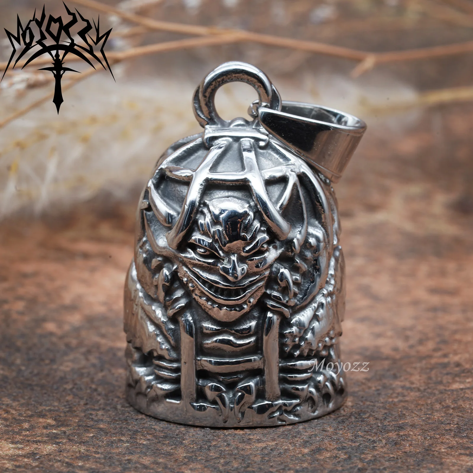 

stainless steel Gold polished prison Caged Gremlin Motorcycle Biker Bell Accessory or Key Chain for Luck Silver Men