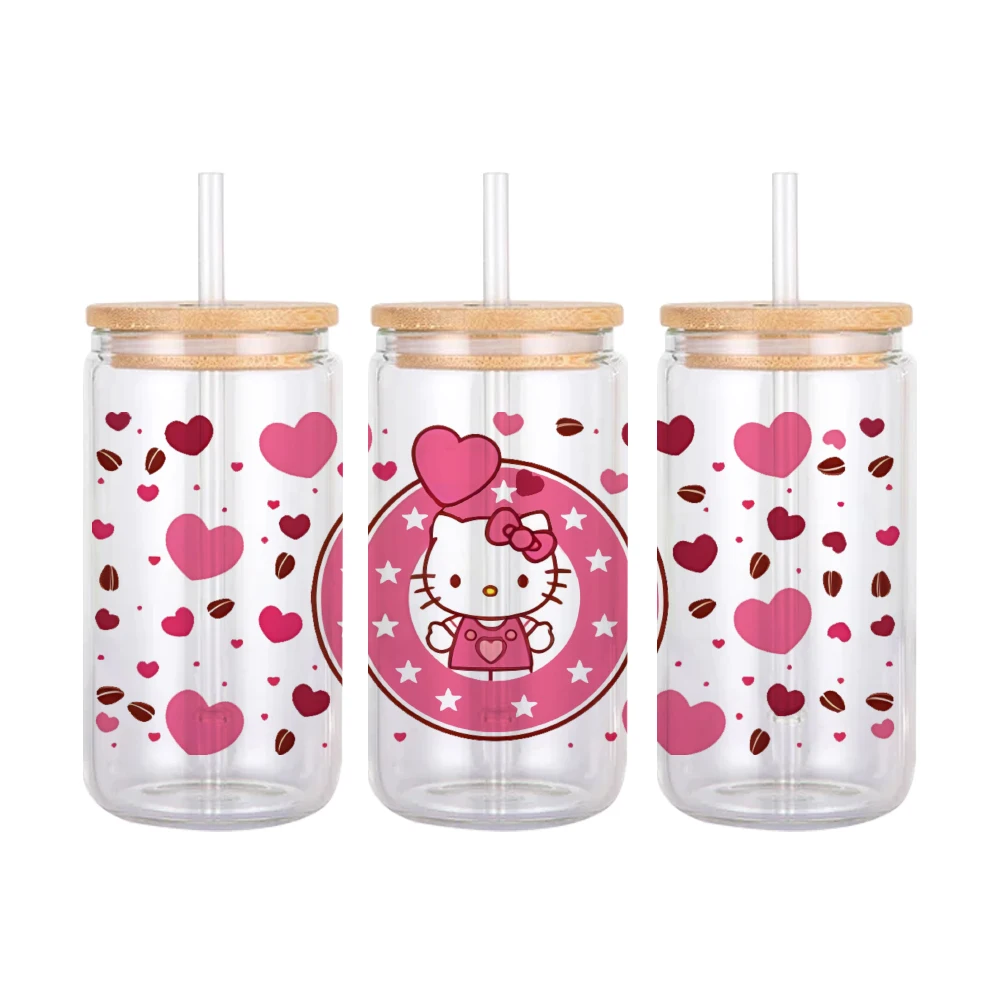 Multi-style Sanrio Hello Kitty Anime UV Transfer Printing Transparent Crystal Sticker Glass Cup Stationery Box DIY Stickers Girl