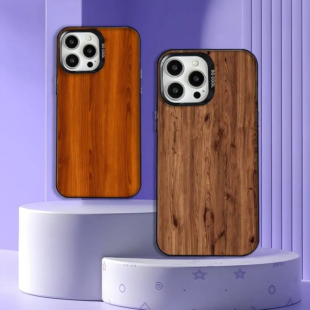 

Grain Natural Art Woods Phone Case For iPhone 17,16,15,14,13,12,11,Pro,Max,Plus,E,Air,Mini Black IMD Cover