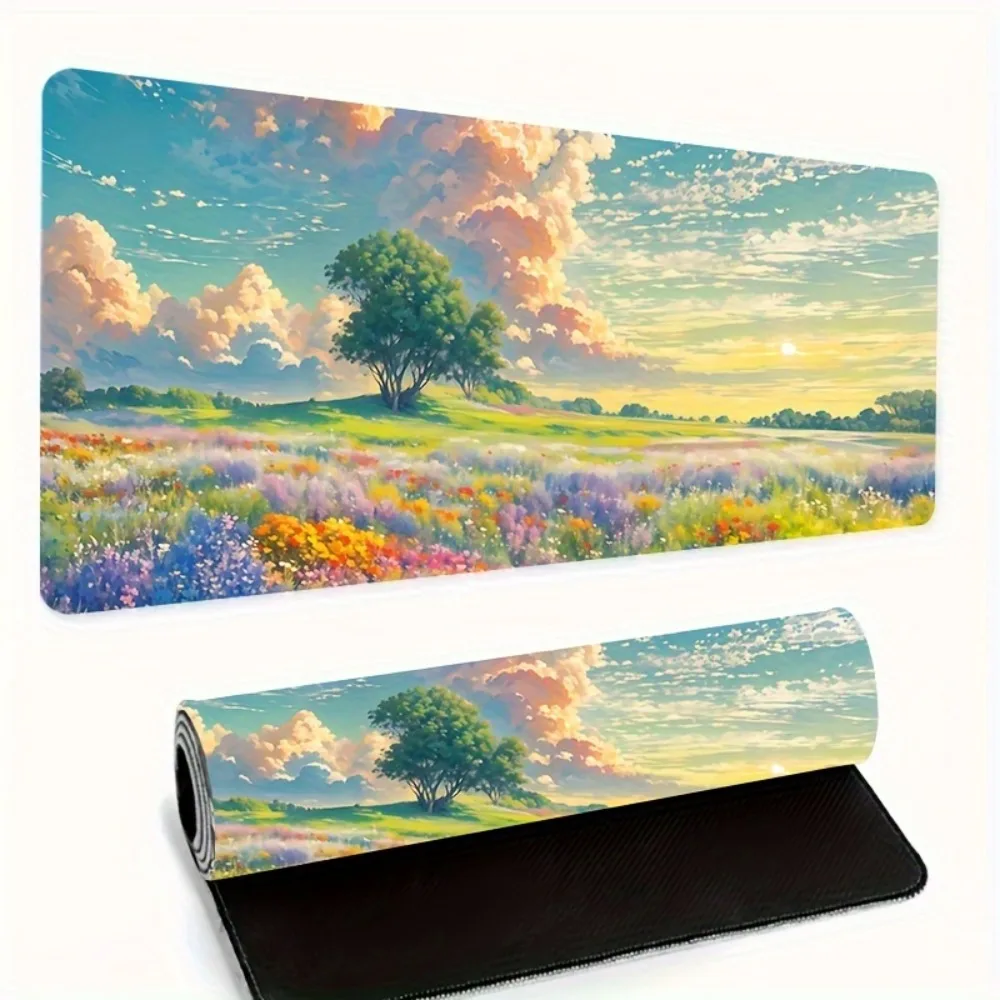 Bright Color Grassland Game Mouse Pad - Thick and non-slip, washable rubber table mat, suitable for gamers and office use