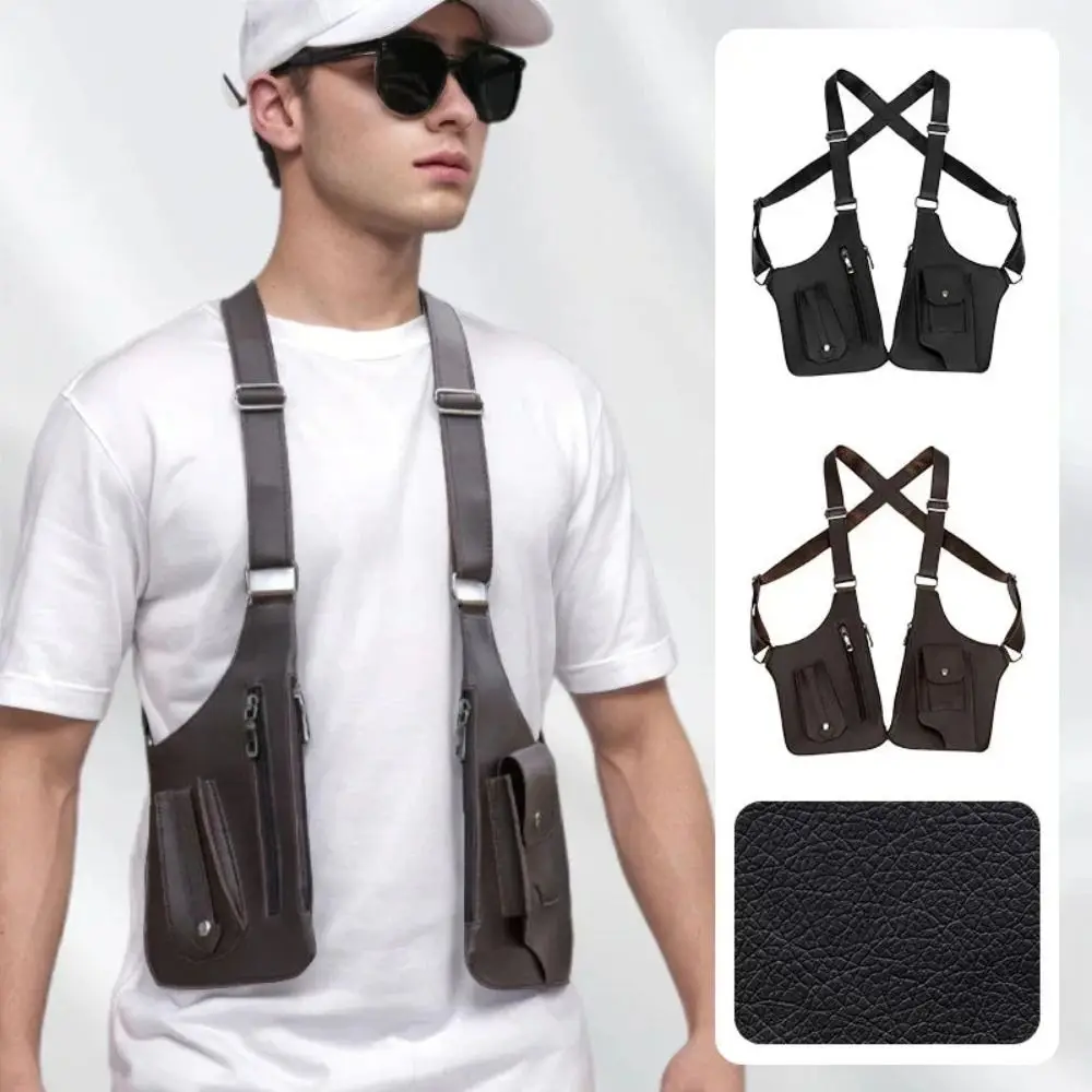 

Anti-theft Storage Vest Bag Leather Multi-Pocket Hidden Underarm Shoulder Concealed Multifunction Strap Chest Bag Outdoor Sports