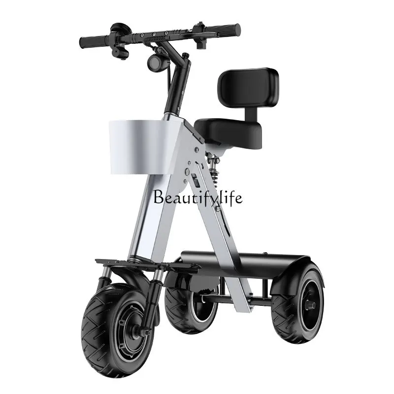 

Smart folding electric car portable, small and lightweight elderly with backrest three-wheel electric travel
