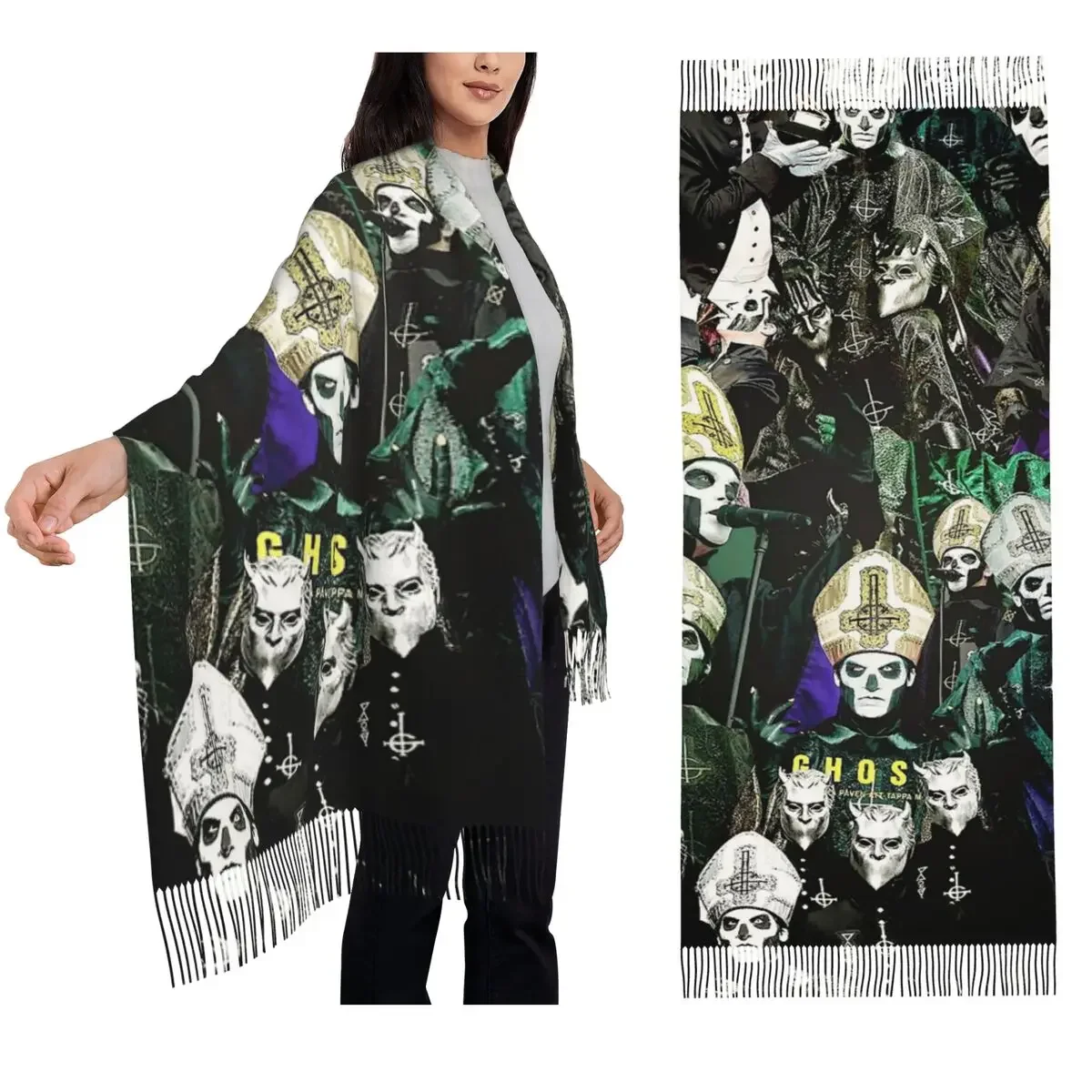 

Призрак Б.К. Шарф с кисточками, женские мягкие теплые шали и накидки, большая осенне-зимняя шаль