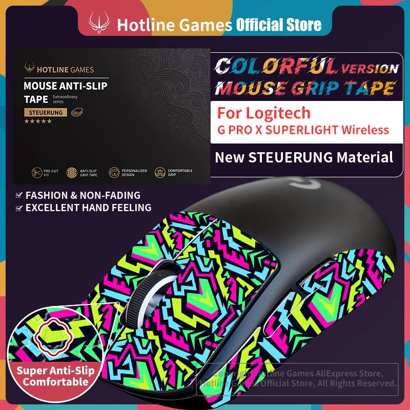 Hotline Games Colorful Mouse Grip Tape for Logitech G PRO X Superlight Wireless Gaming Mouse Anti-slip Tape Pre Cut,Easy to Appl