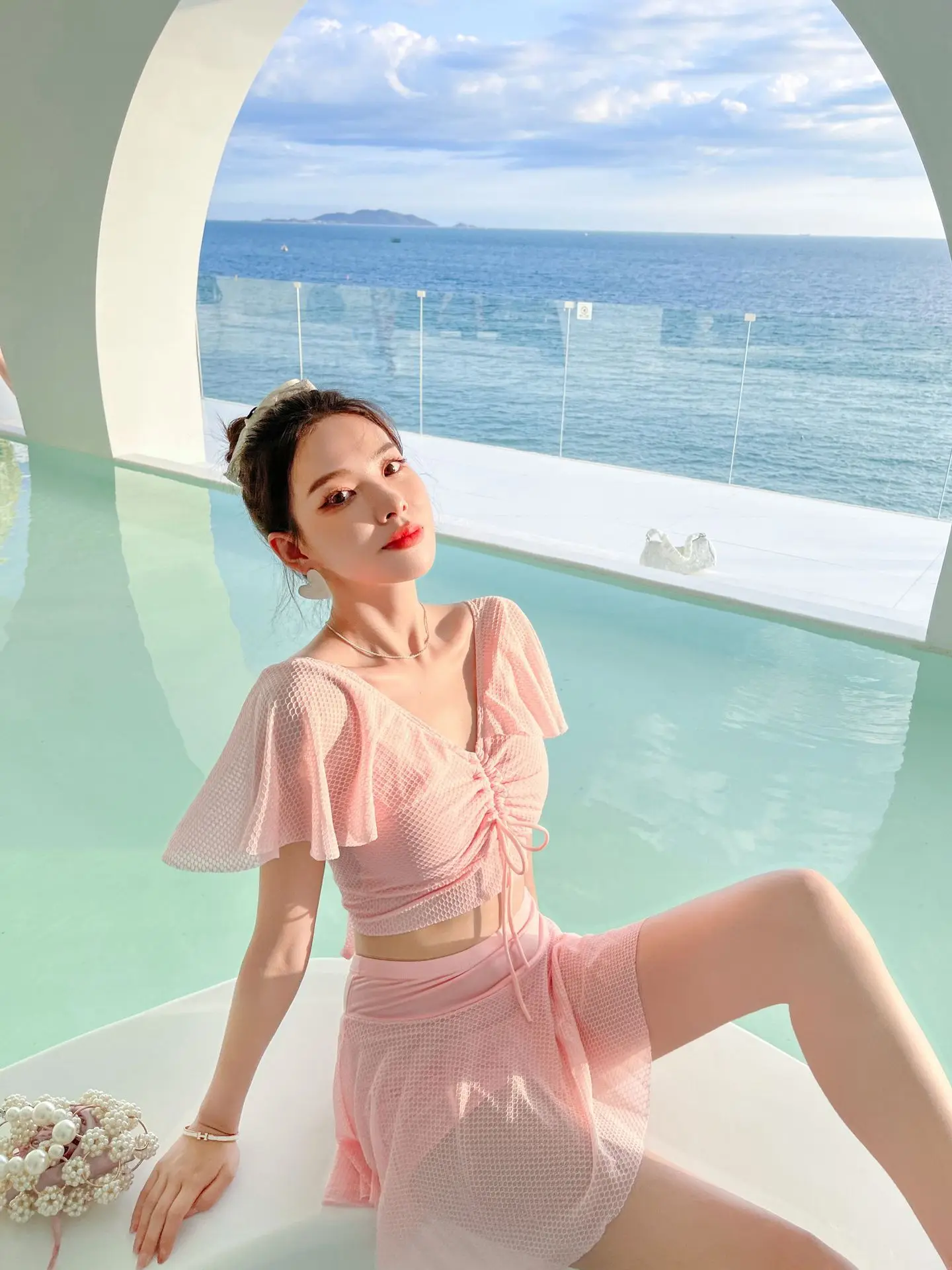 Summer Fashion New Sexy Japanese And Korean Style Split Body Skirt Women's Swimwear Conservative Slim Student Hot Spring Bikini