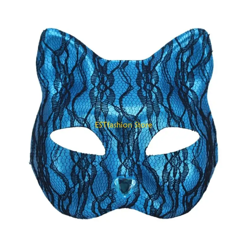 Y5GC Fashion Feline Lace Mask Adorned With Snake Pattern Cosplay Mask Great For Costume Event And Celebrations