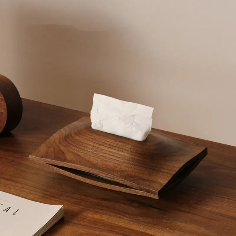 【Premium】Luxury Walnut Tissue Box, Dining Table Center Napkin Holder, Kitchen Storage Box, Home Decoration，Wet Wipes Dispenser
