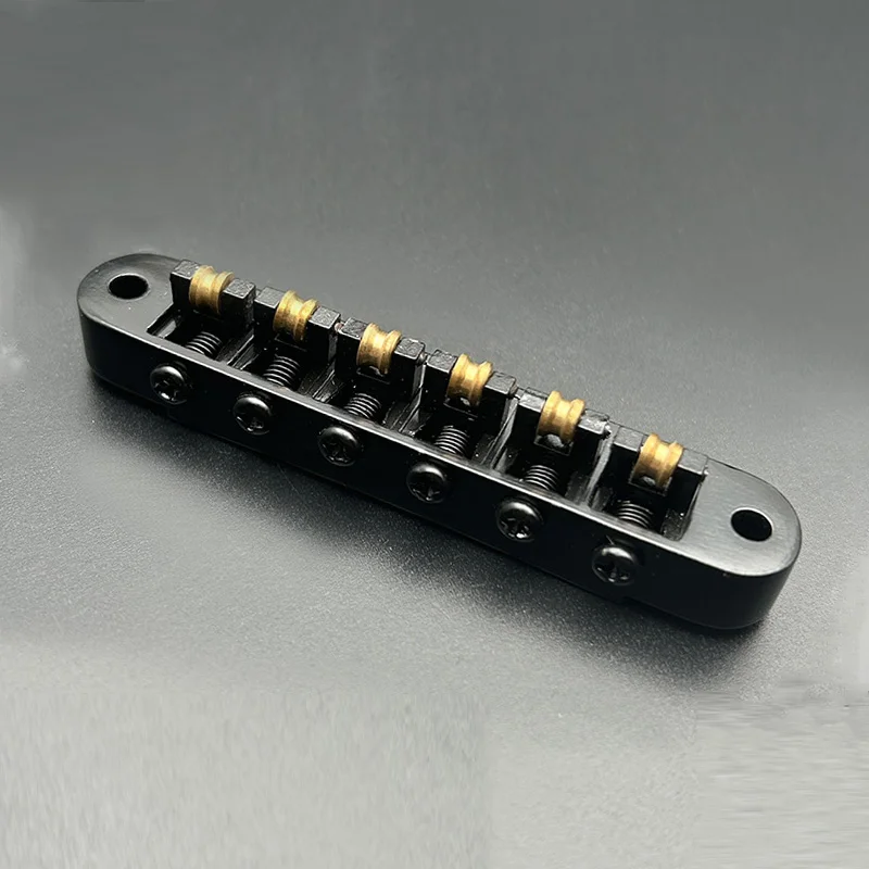 Guitar Tune-O-Matic Roller Saddle Bridge Replacement Part Compatible with LP SG Style 6-String Electric Guitar Black