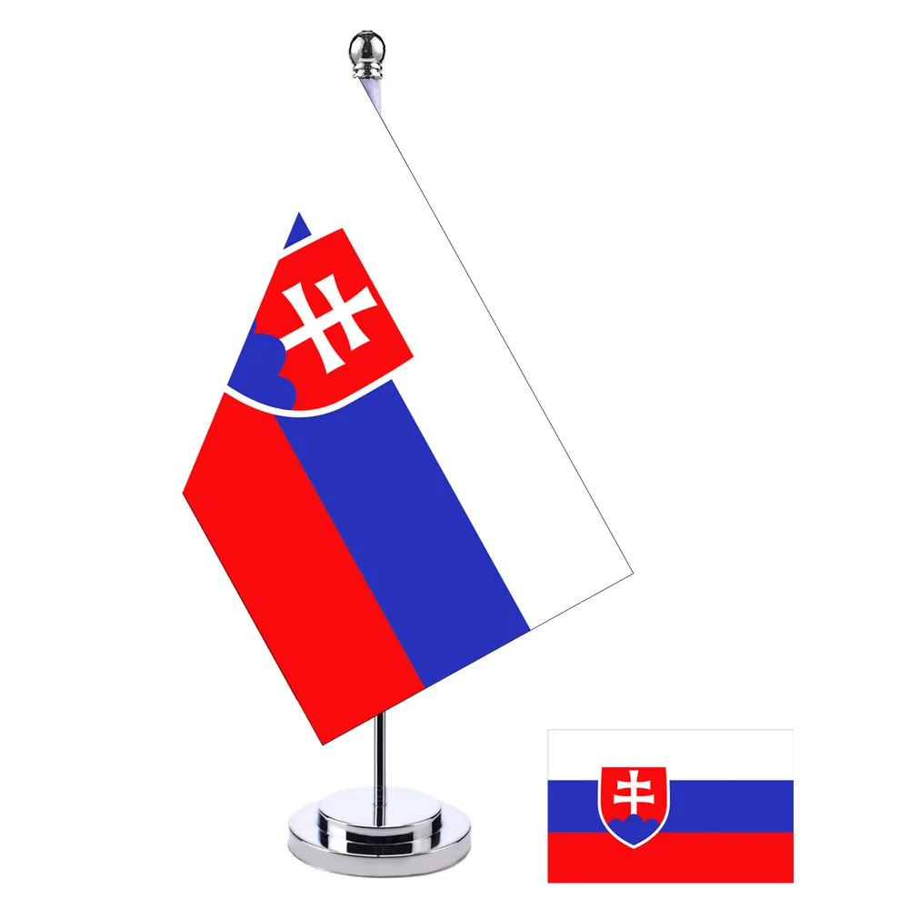

aerlxemrbrae 14x21cm Office Desk Flag Of Slovakia Banner Polyester Slovenska slovakia Slovak For Decoration