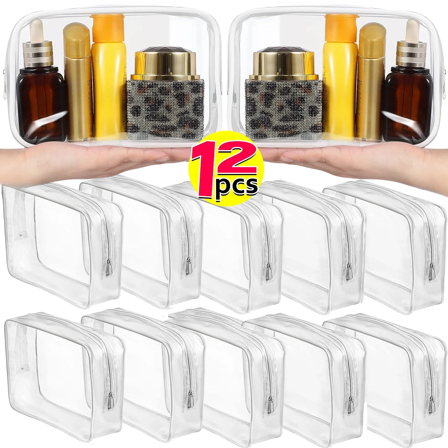 1/12 Stuks Transparant Pvc Opbergen Reisorganisator Doorzichtige Make-Up Tas Schoonheidsspecialiste Schoonheidstas Toilettas Waszakken