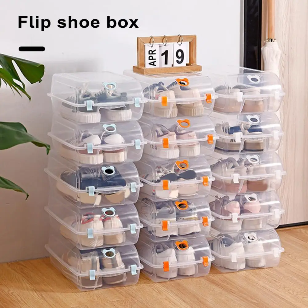 

Shoe Storage Box Protect Ventilation Holes Design Transparent Space-saving Plastic Stackable Shoe Organizer Box