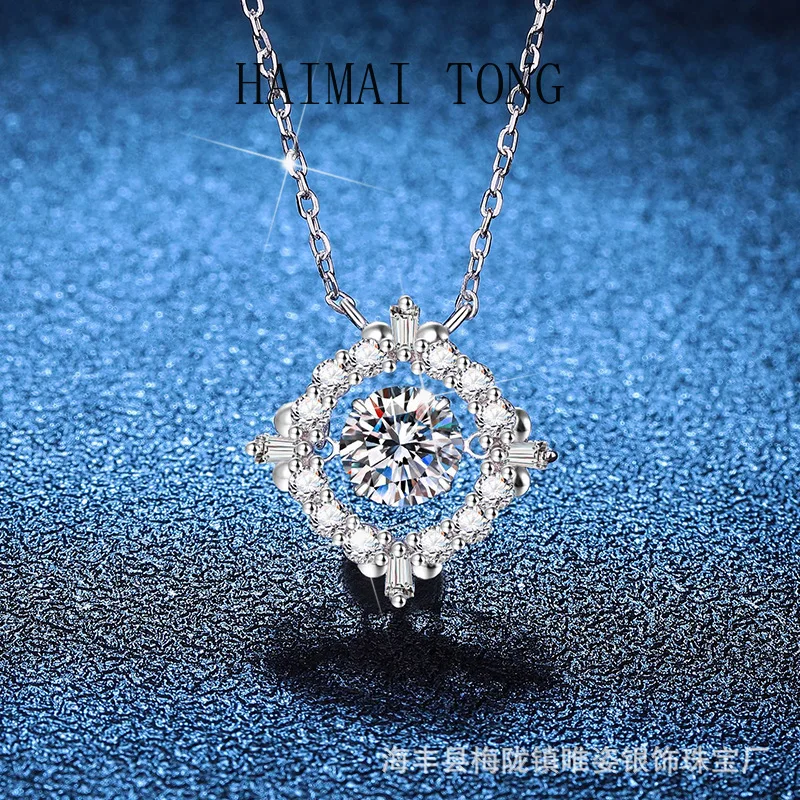 

HAIMAITONG PT950 Платина, горячая распродажа, ожерелье с муассанитом 1 карат, умная цепочка на ключицу с бьющимся сердцем, оптовая продажа