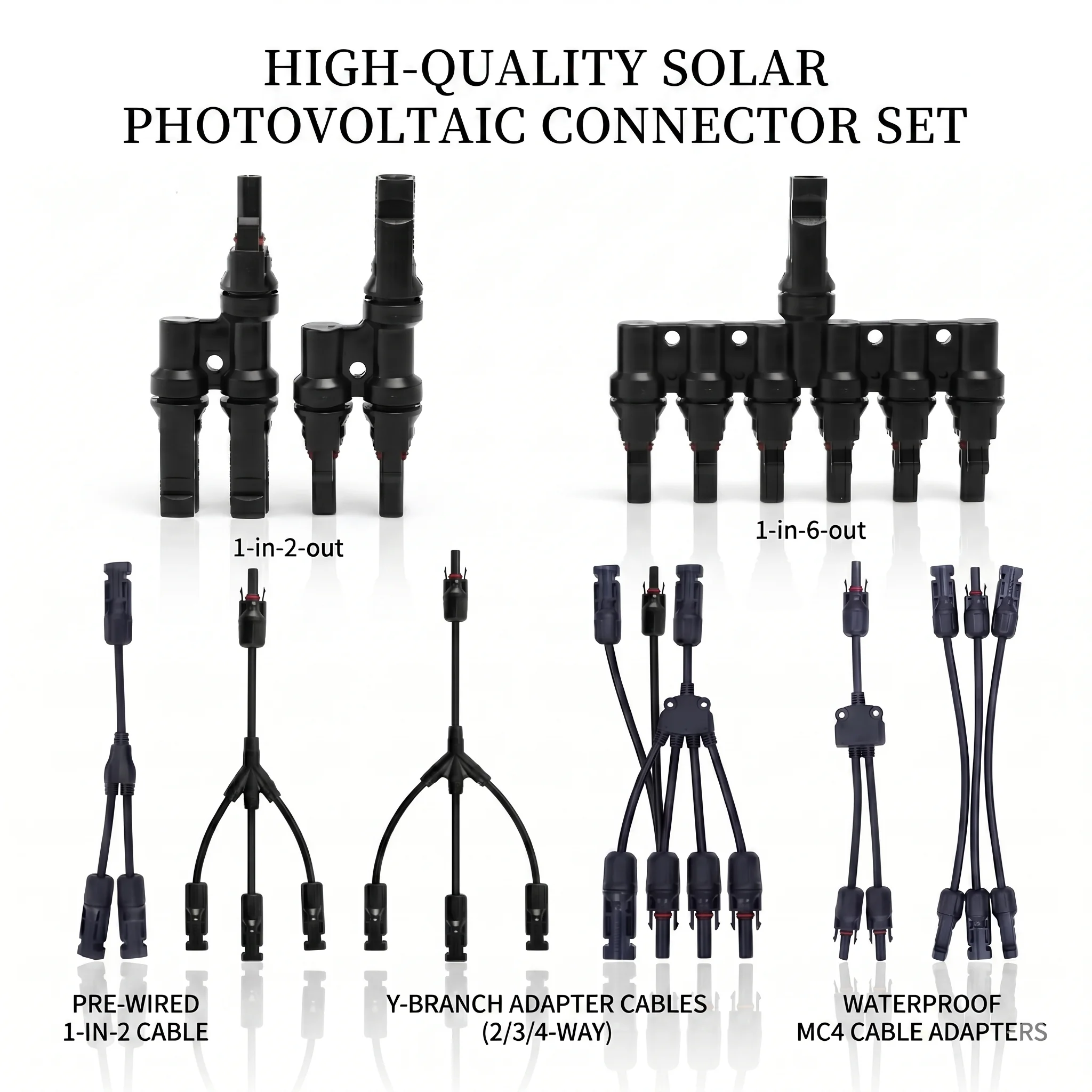 MC4 Solar Connector T Type Y Branch PV Panel Parallel Connection Waterproof IP67 Male Female 2Pcs Solar Cell Plug