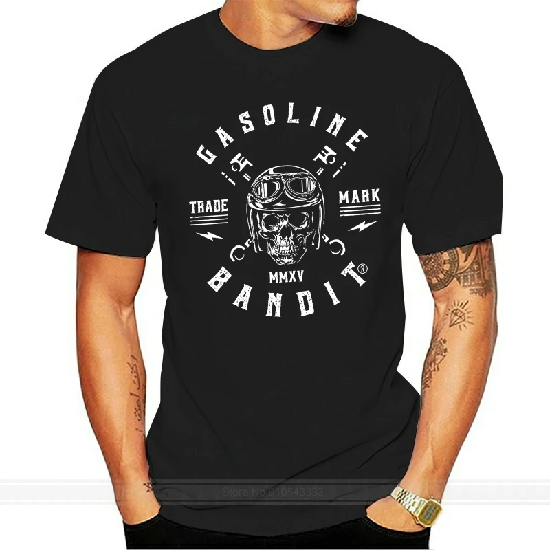 Biker Shirt GASOLINE Bandit  MMXV New Fashion Men T-Shirts Short Sleeve T Shirt Men Tees Brand Clothing Funny