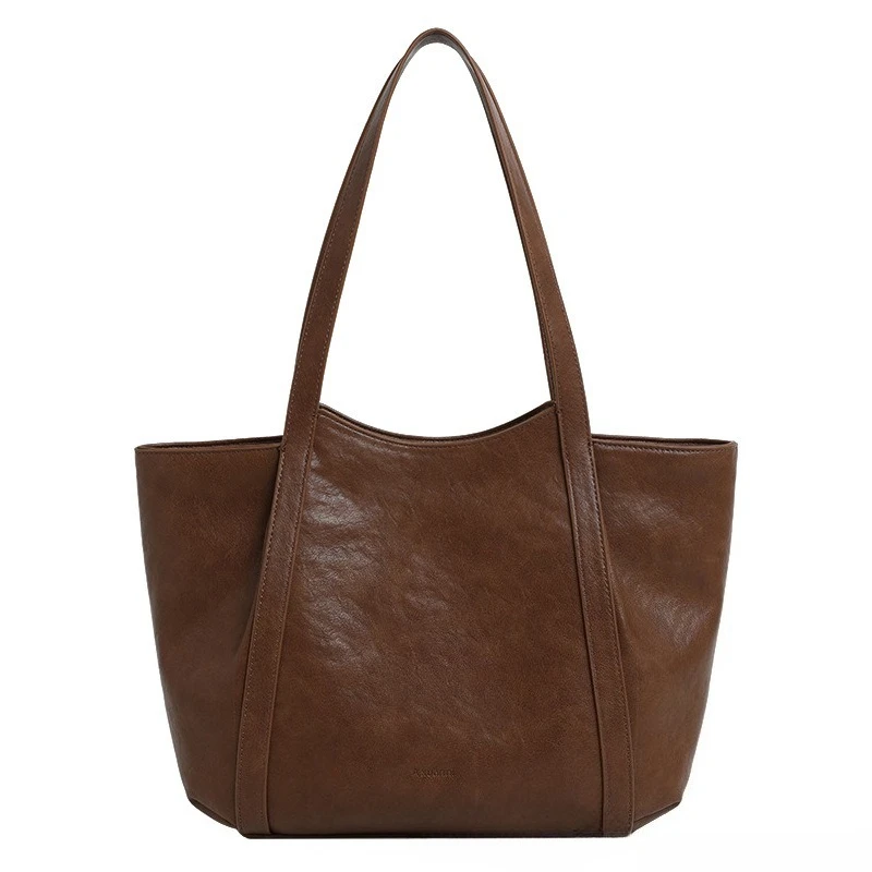 Minimalist Work Tote Bag for Women Genuine Leather Shoulder Bag Full Grain Leather Large Capacity Luxury Handbag