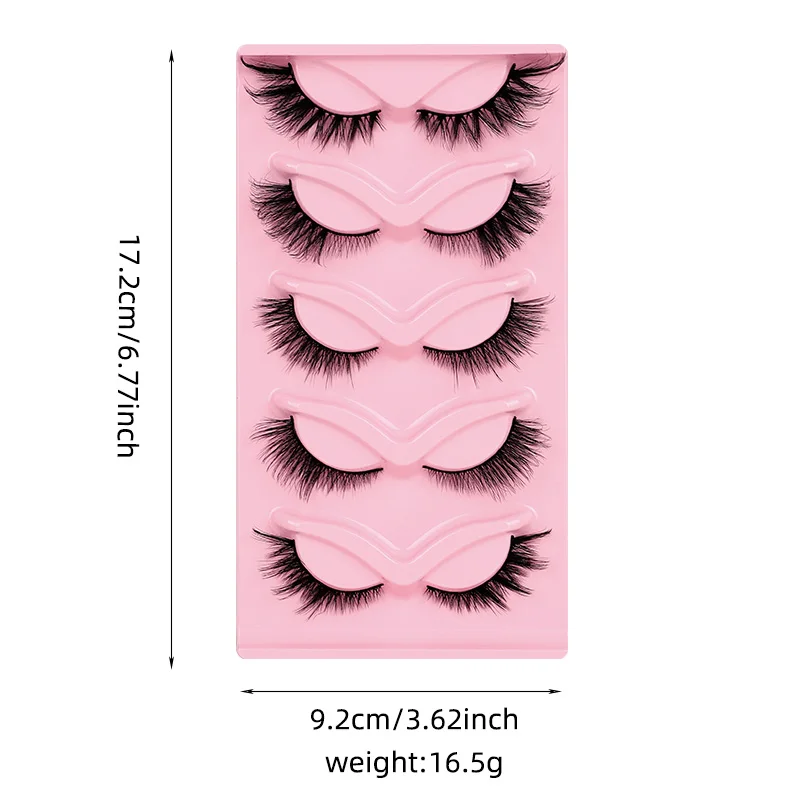 Cat Eye Wimpers 5 Paar Faux Mink Wimpers Natuurlijke Look Pluizige Zachte Kruis Piekerige Volledige Strip Wimpers Wimper Extensie