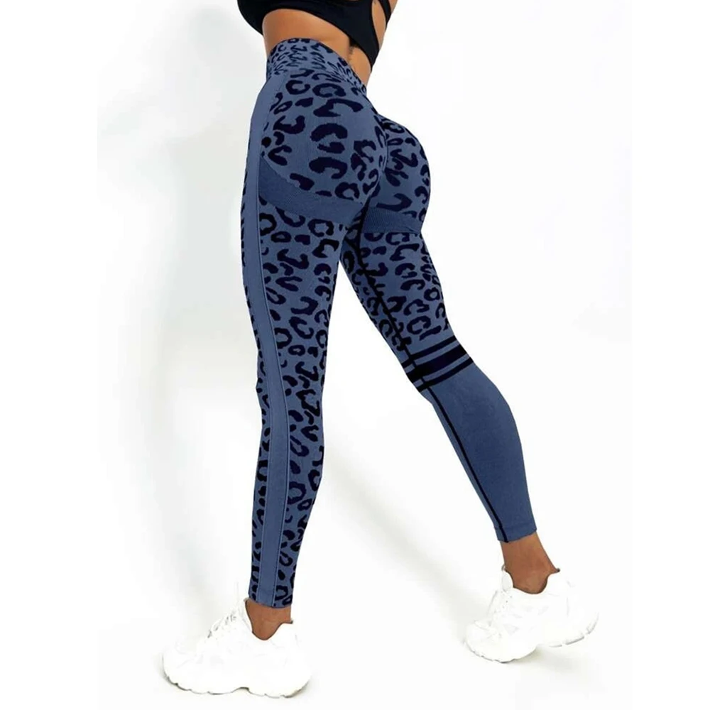 QK-Pantalon de yoga sans couture léopard pour femme, leggings froissés de sport, vêtements de course actifs, entraînement athlétique, fitness, gym,