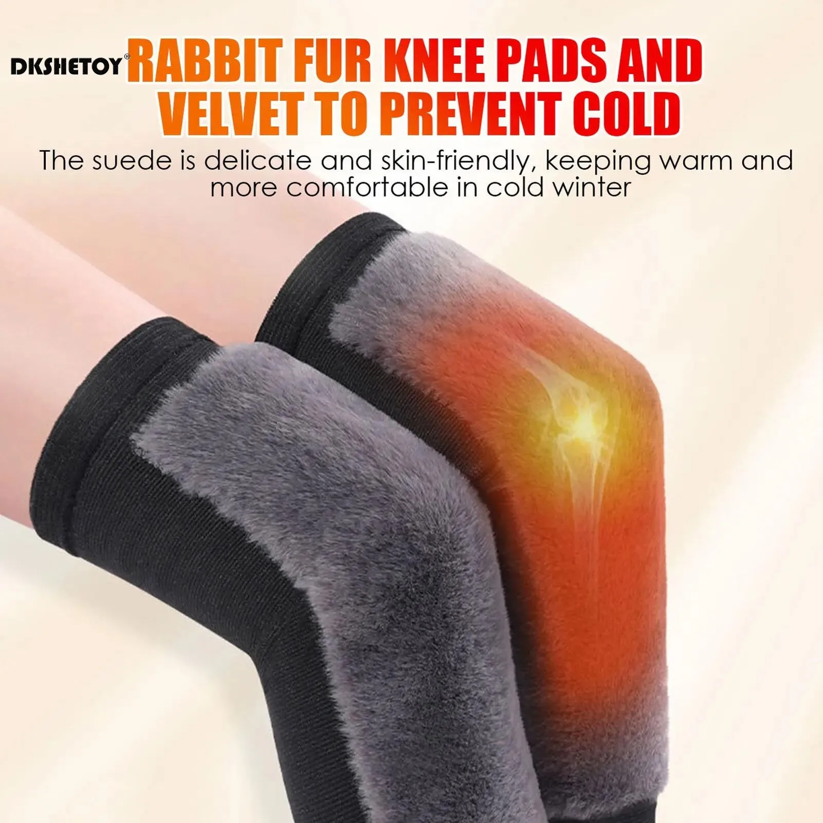 Thick Plush Leg Warmers sleeves Winter Faux rabbit Fur Lined Knee Pads Warm Brace Cold Leg Arthritis Kneepad Support Running