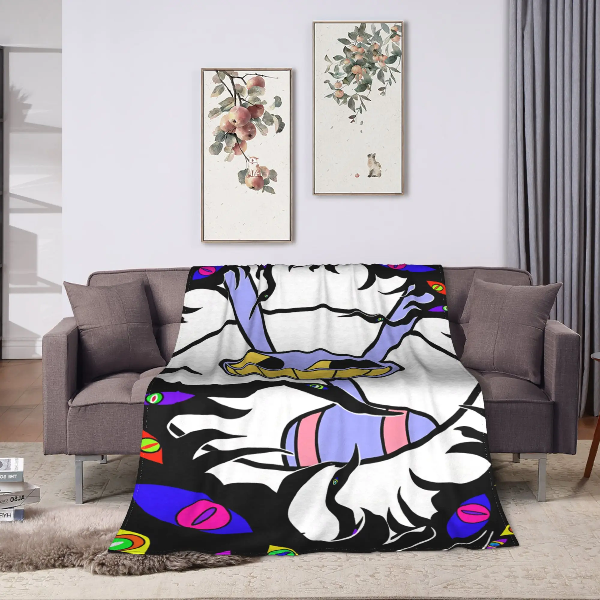 J-Jaxs Purple Rabbit  Blankets  Picnic Flannel Throw Blanket For Couch Chair Warm Soft Customized Quality Bedspread Gift