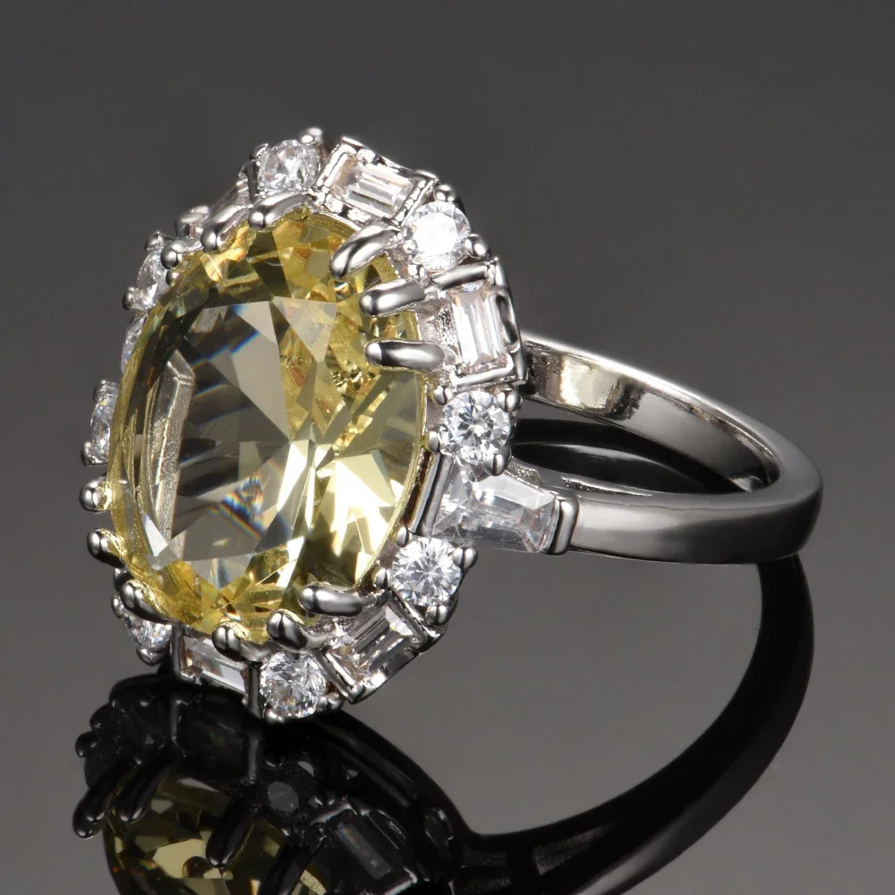 Nasiya Citrine Gemstone Rings For Women Jewelry Ring Wedding Anniversary Paty Gift Wholesale