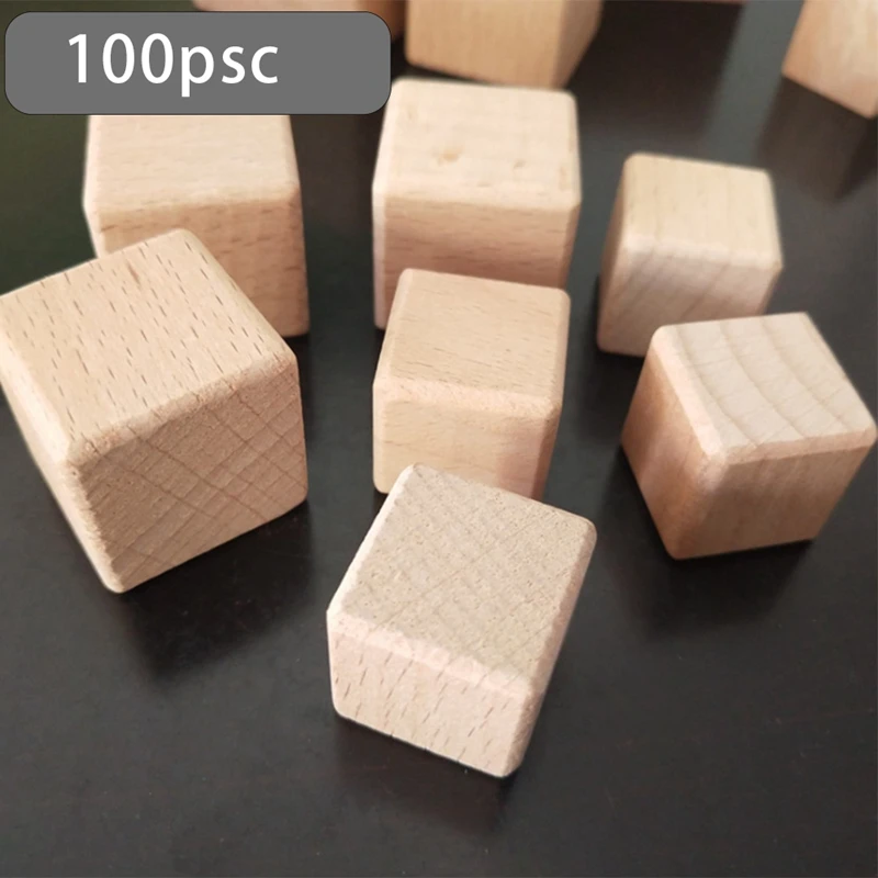 Décennie s carrés en bois non finis, 100 pièces, cubes en bois pour l'artisanat de comptage mathématique, jeu enfantin