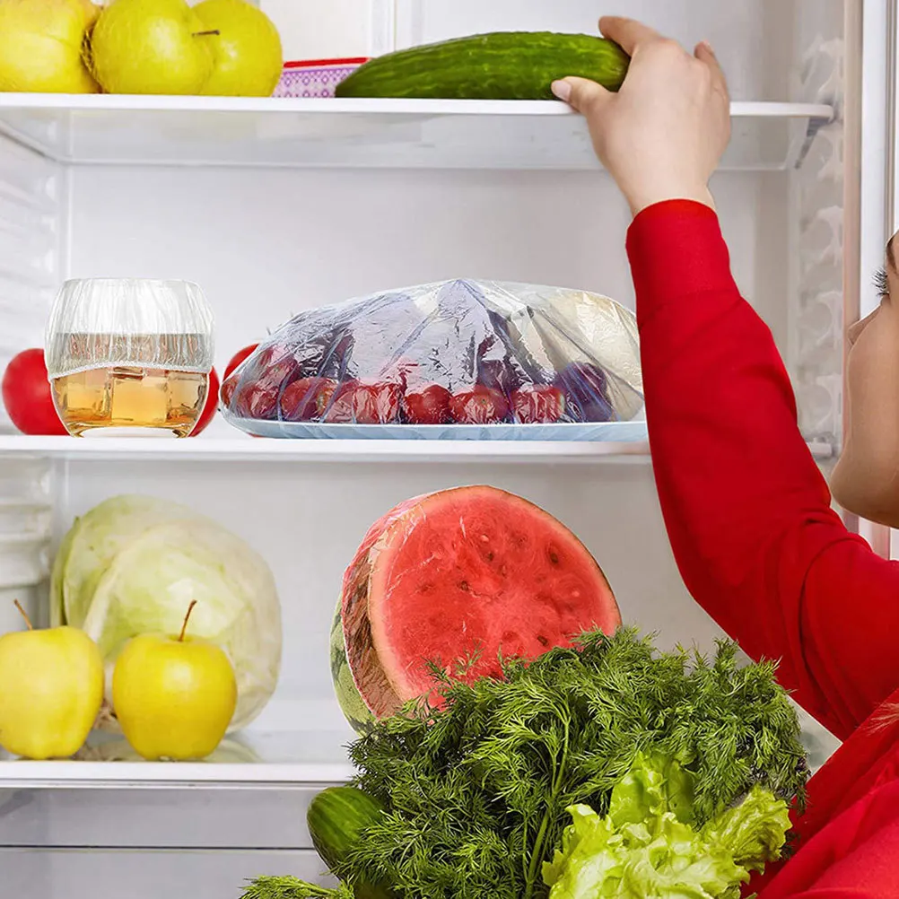 

400 pcs Stretch Plastic Bowl Covers Elastic Food Dish Cover For Leftovers Fresh Keep Storage Use Disposable Wrap Covers Kitchen