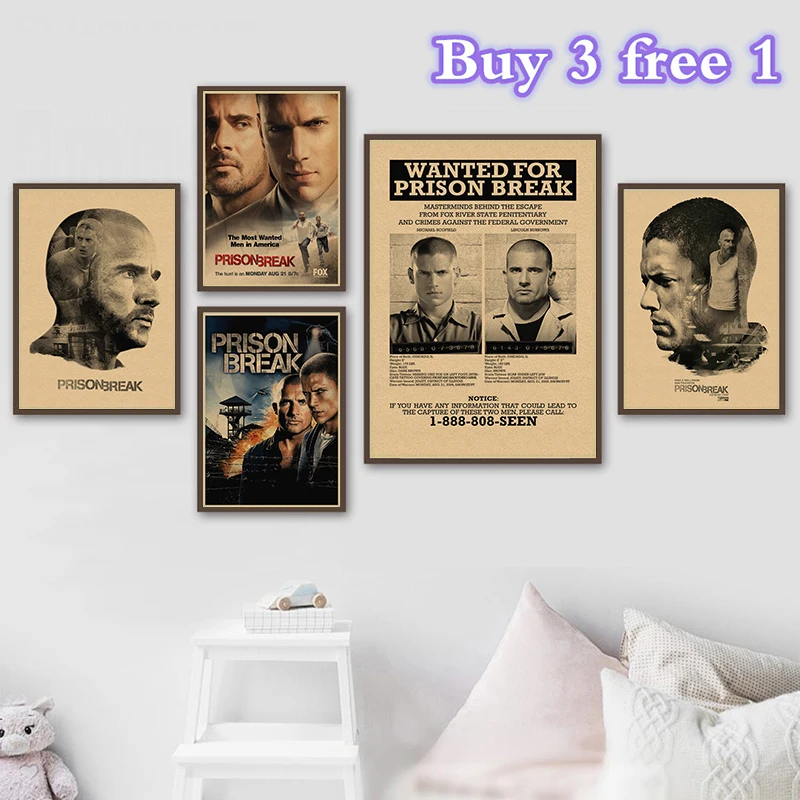 Prison Break Posters Movie Kraft Paper Poster Prints High Definition Clear Image Home Decoration Livingroom Bedroom