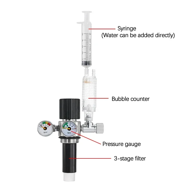 Kit de Reactor de CO2 de 2L/1L, tanque de peces de acuario, sistema generador de dióxido de carbono DIY, cilindro de acero inoxidable, generador de