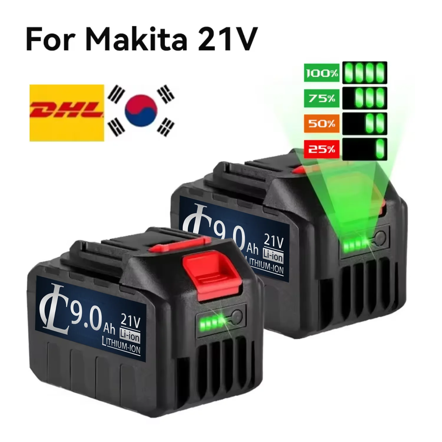 For Makita 21V 9000mAh 5S3P Li-ion Battery Pack High-Capacity Fast Charge Safety Certified for Cordless Drill/Driver Tools