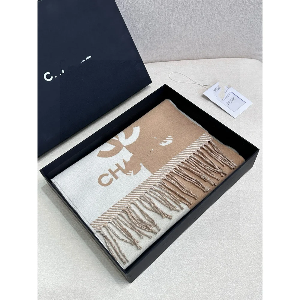 2025 dupla face lã moda versátil jacquard cachecol edição feminina carta avançada cachecol quente sem caixa