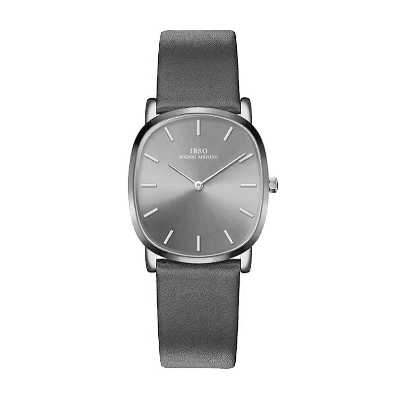 New StylishLeather Strap Watch With Large Oval DialThin DesignCasual Men'S WatchHigh-Quality Selected TimepieceQuartz Wristwatch