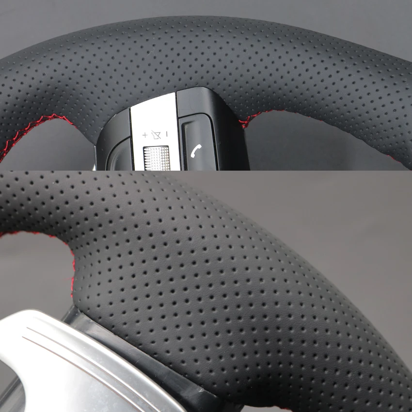 Black Faux Leather Car Steering Wheel Cover for Hyundai Sonata Kona Tucson 2023 2024 2025