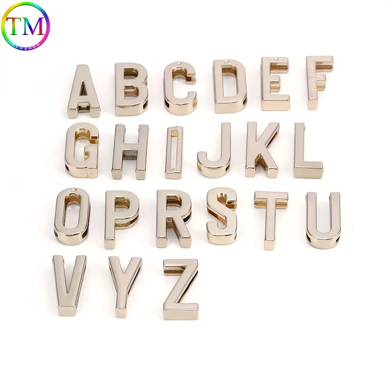 Perles initiales majuscules en acier inoxydable, 26 lettres de l'alphabet, polissage, glissière adt, collier, bracelet, bijoux, exécutif, 10 pièces, 50 pièces