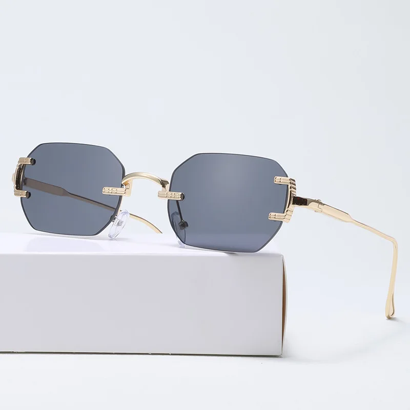 

Vintage Rimless Sunglasses Men Women Fashion Gradient Shades Rectangular Eyewear Women's Street Photography Sun Glasses