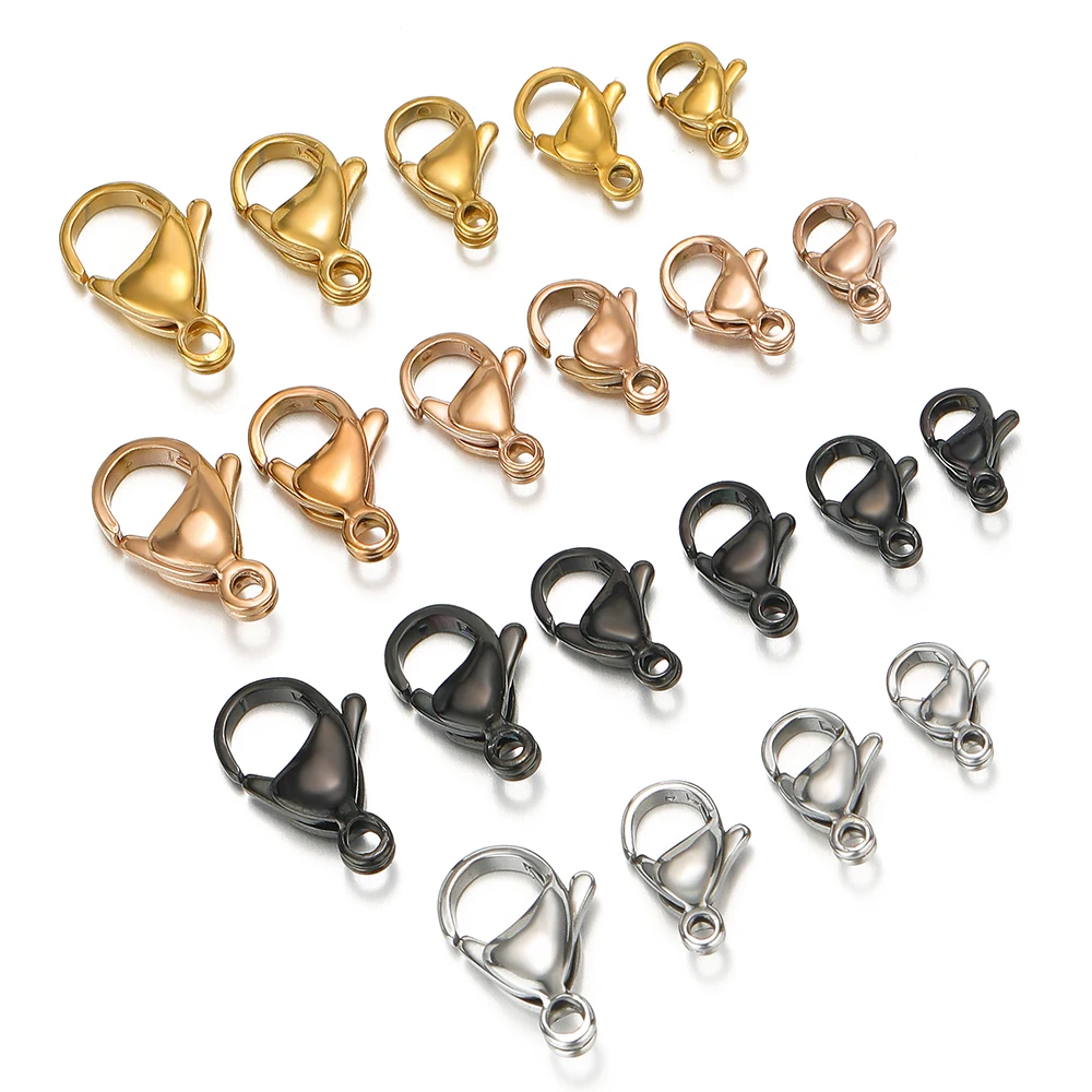 

25Pcs 9-15mm Stainless Steel Lobster Clasps Hooks Connector Chain Closure Accessories for Bracelet Necklace DIY Jewelry Making