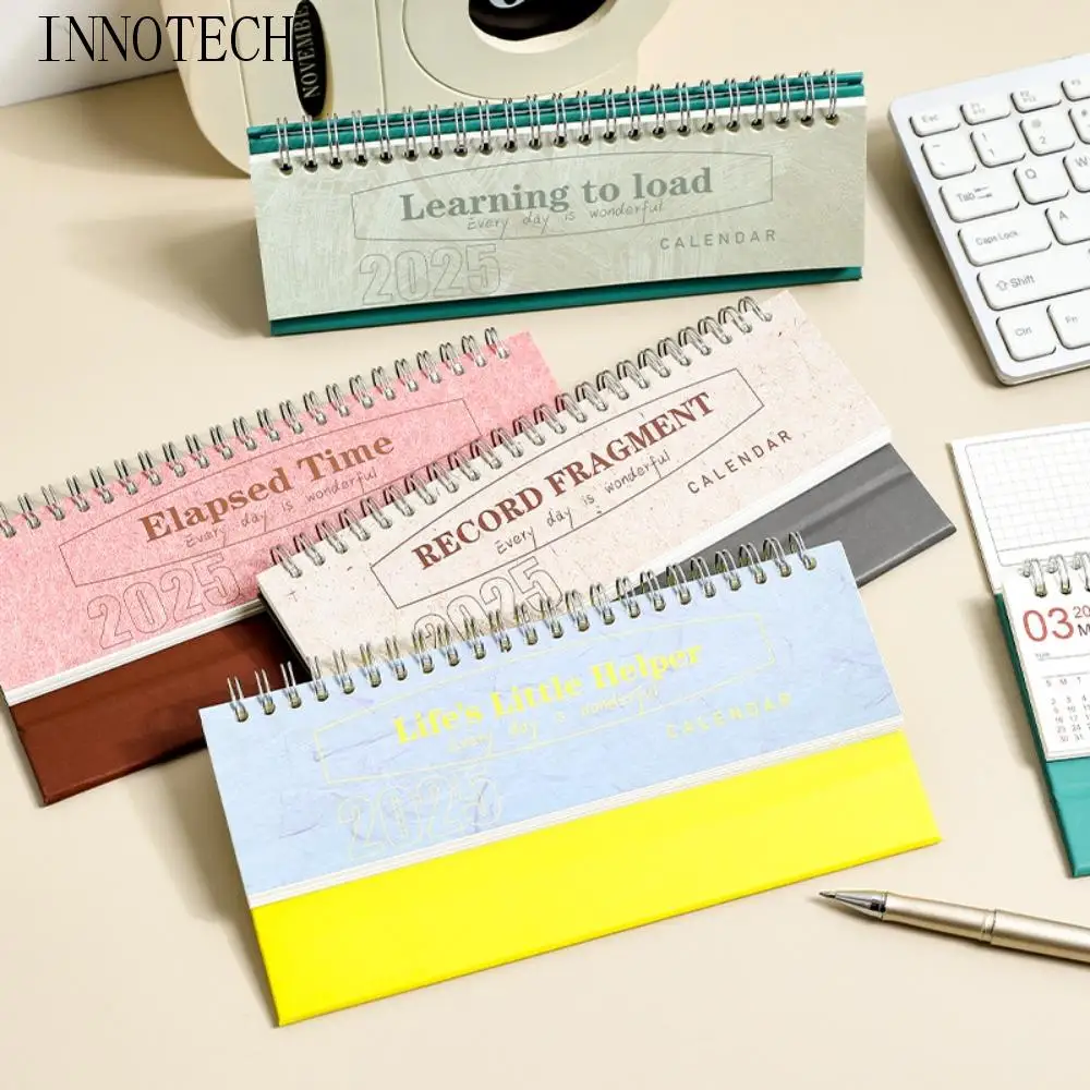 

2Pcs Retro Color Cover 2025 Planning Desk Calendar Retro Comprehensive Weekly Agenda Planner Table Detailed Colorful