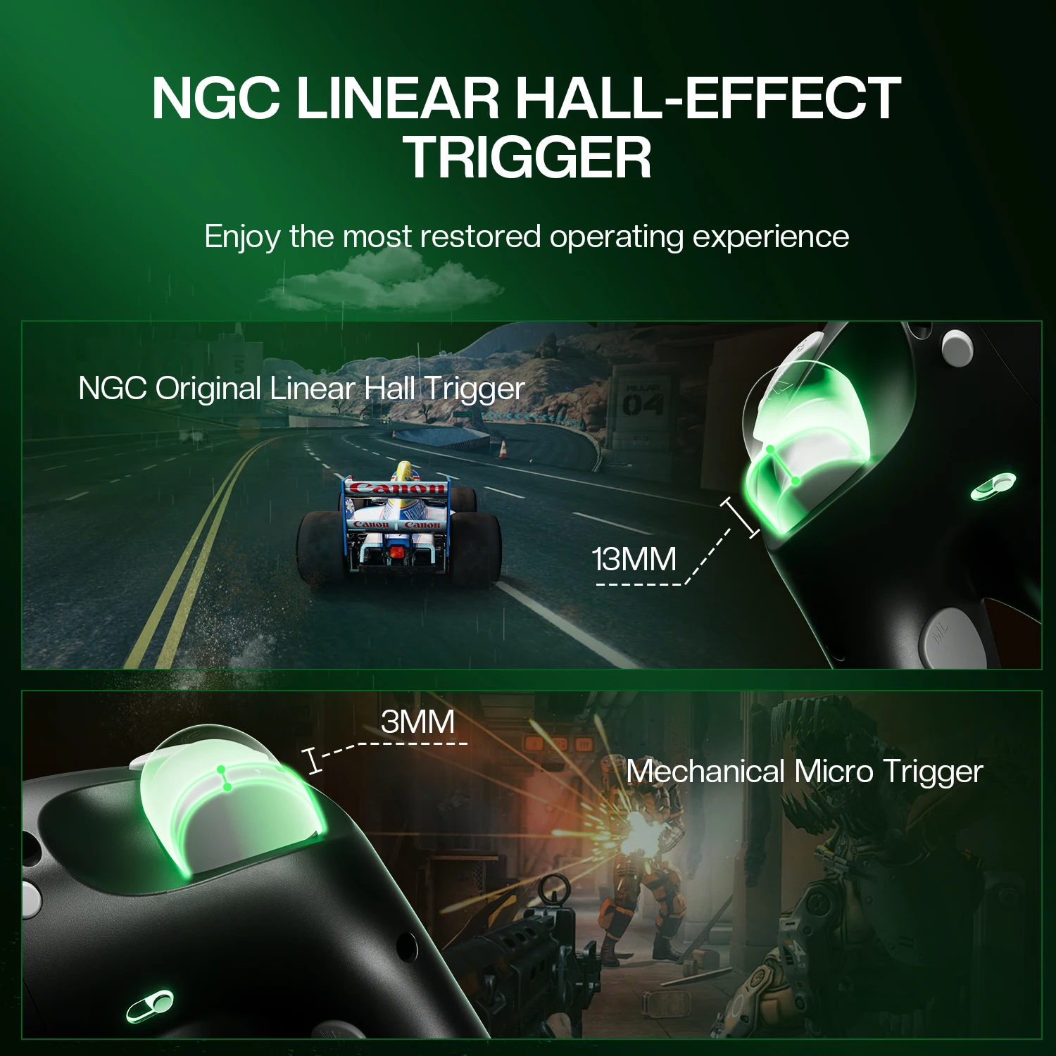 وحدة تحكم ألعاب NYXI Wizard 2 لنينتندو سويتش 2، NGC، NFC، مشغل مزدوج، اهتزاز، موديل أسود #6