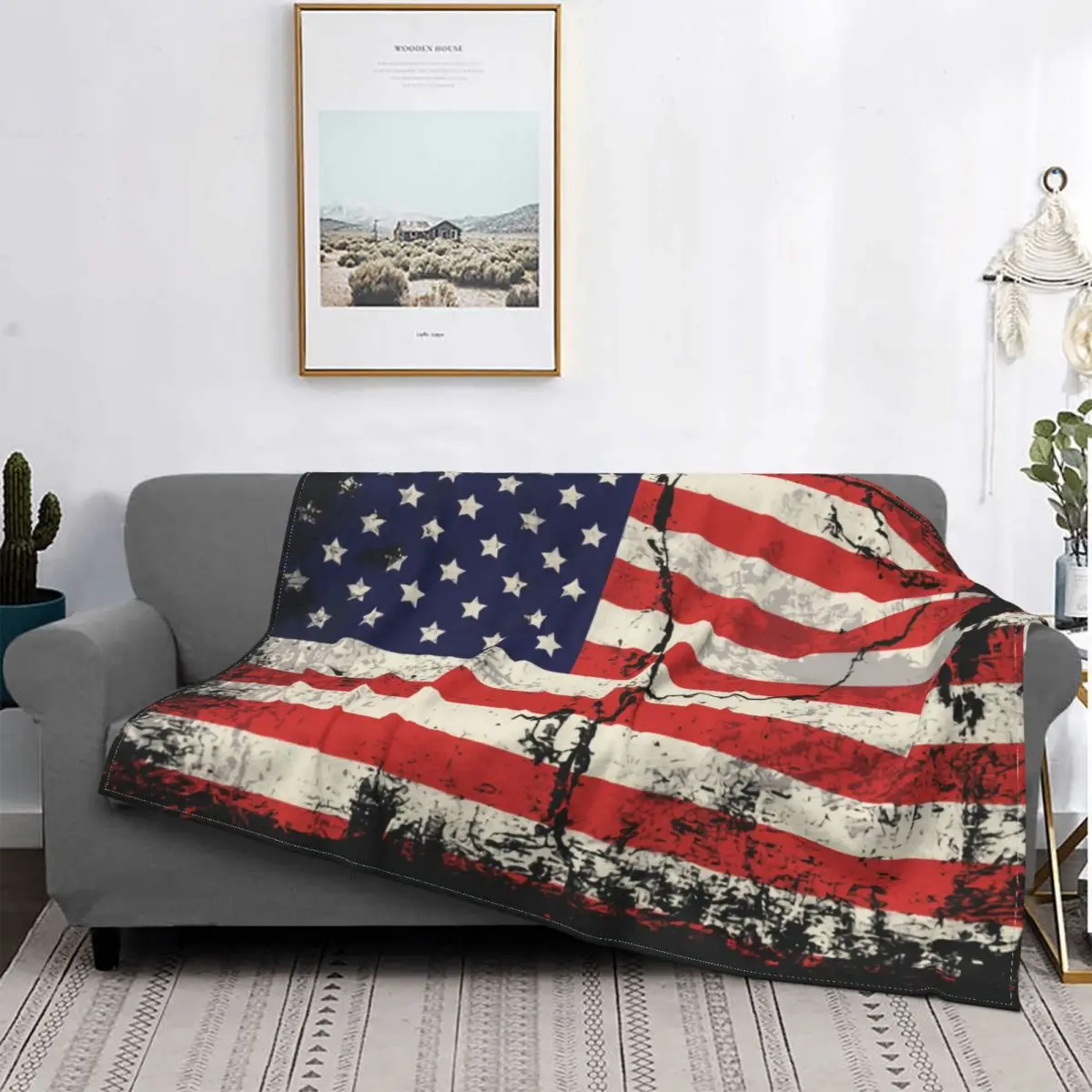 Free American Flag Blankets Warm Flannel USA Patriotic Throw Blanket for Bedroom Office Bedspreads