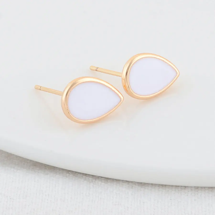 골드 컬러 도금 황동 드롭 모양 스터드 귀걸이, DIY 쥬얼리 제작, 찾기 액세서리, 고품질, 8x12mm, 14K, 6PCs