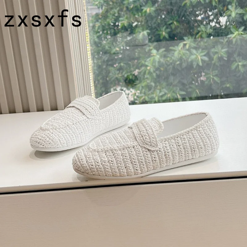 Cane Weave Flat Casual Shoes For Women Designer Slip On Loafers Spring Formal Dress Shoes Brand Ballet Flats Shoes