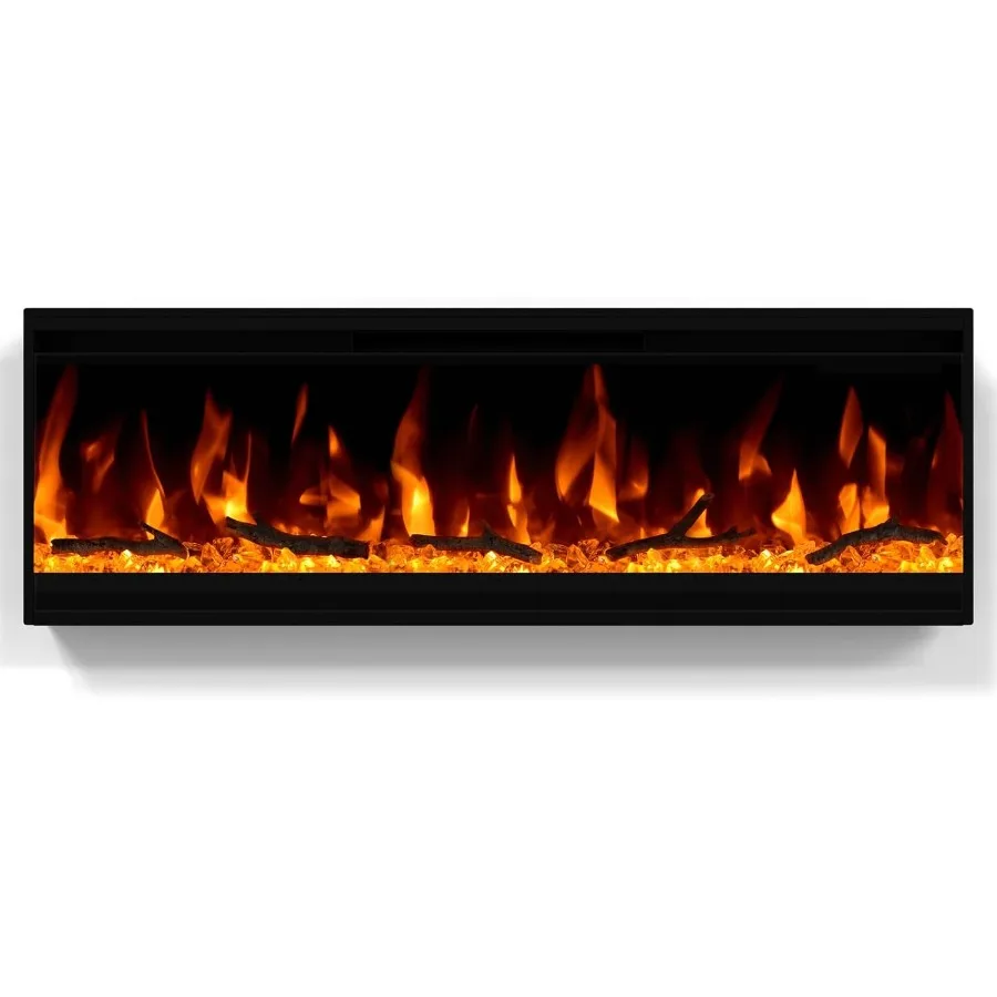 Chimenea eléctrica de 30 pulgadas con diseño ultrafino 4,3 para salas de estar y dormitorios modernos Marco ultraestrecho montado en la pared y Re