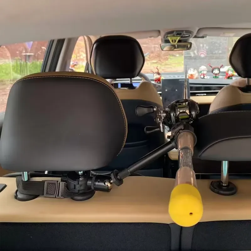 EE1 360 Rotating SUV Back Seat Rear Hanging Car Headrest Lure Fishing Rod Holder Mounting Bracket view 3